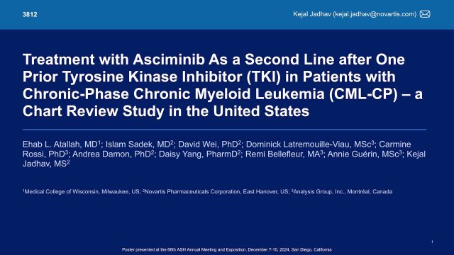 Treatment with Asciminib as a Second Line after One Prior Tyrosine Kinase Inhibitor (TKI) in Patients with Chronic-Phase Chronic Myeloid Leukemia (CML-CP) – a Chart Review Study in the United States
